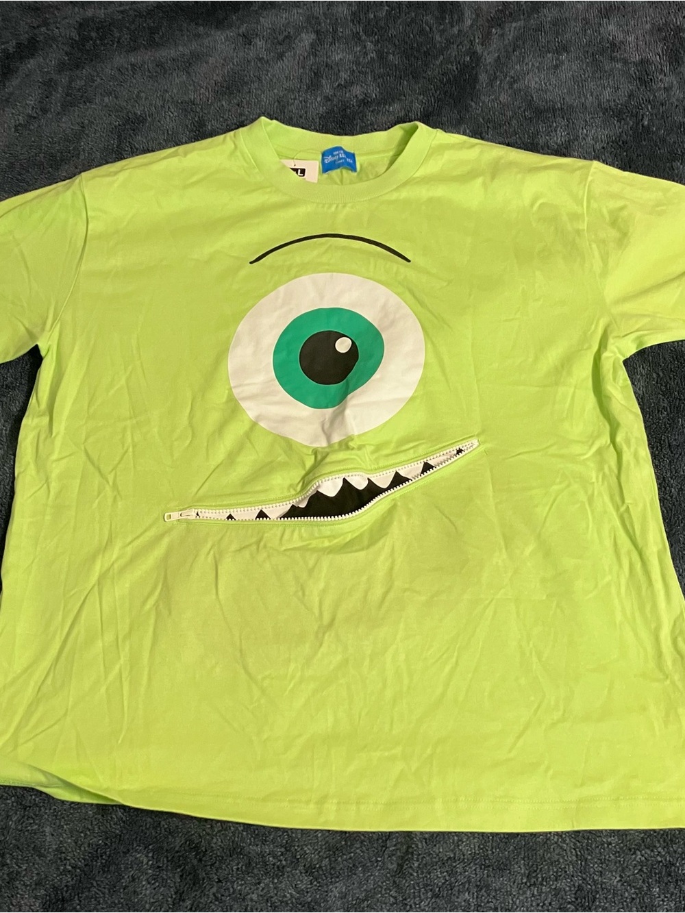 Disney Neon Green Mike Wazowski Graphic Tee with Zipper Mouth